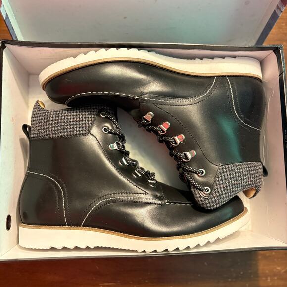 NWT Silver Street London Black Leather Lace Up Combat Boots Chunky Lug Sole US11 NWT! Silver Street London Chunky Sole Lace Up Hand Finished  main image 4